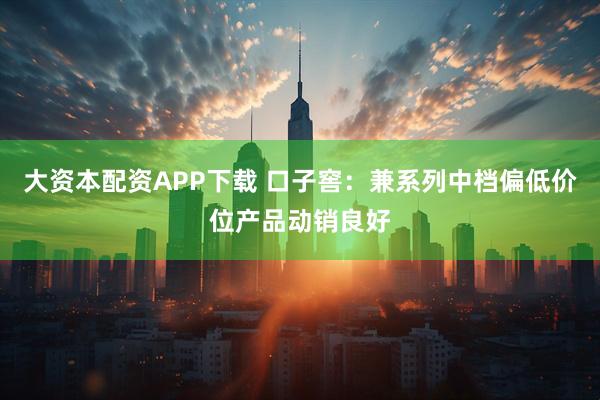 大资本配资APP下载 口子窖：兼系列中档偏低价位产品动销良好